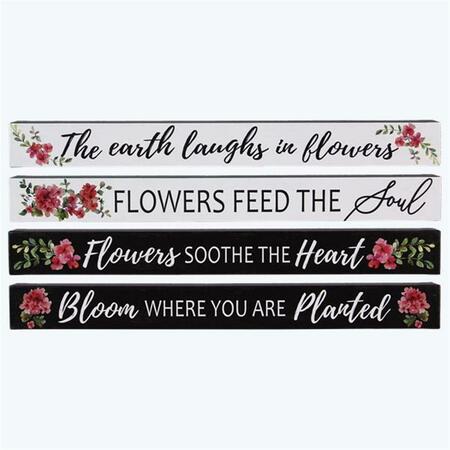 YOUNGS Wood Long Blocks Tabletop Signs, Assorted Color - 4 Piece 72486